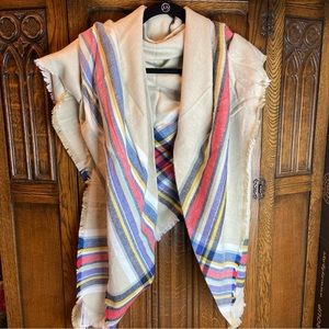 Gap Oversized Cream Plaid Blanket Scarf